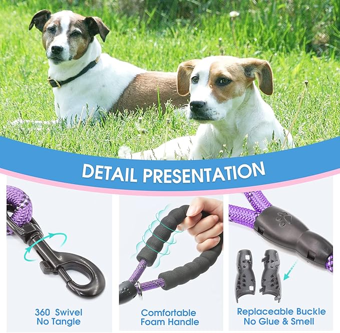BAAPET 2/4/5/6 FT Dog Leash with Comfortable Padded Handle and Highly Reflective Threads for Small Medium and Large Dogs (2FT-1/2''