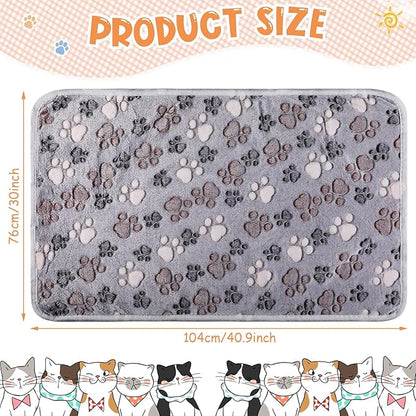 4 Pcs Pet Blanket Dog Puppy Blanket Paw Print Fleece Blanket for Small Medium Pet Dog Cat Warm Soft Sleep Mat Guinea Pig Cage Liners Blanket (Gray,Large(41 x 30 Inch))