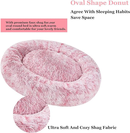 Coohom Oval Calming Donut Cuddler Dog Bed Bed(30"/36"/43") for (XXL(43"x34"x8"), Red)