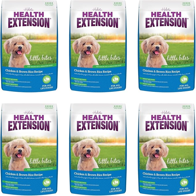 Health Extension Little Bites Chicken & Brown Rice Dry Dog Food (4 lb / 1.8 Kg) - Natural with Probiotics and Superfoods for Teacup, Toy & Small Breeds (Pack of 6)