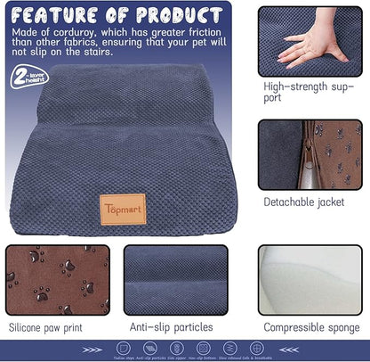 Topmart High Density Extended Foam Dog Ramp&Steps 2 Tiers 11.8" High,Non-Slip