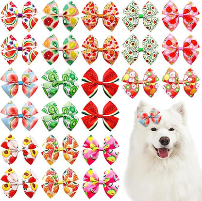 24Pcs/12 Pairs 4" Big Dog Hair Bows Fruit