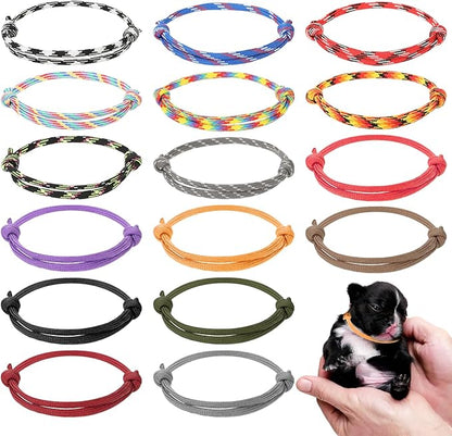 16Pcs Puppy ID Collars Whelping Soft Adjustable Bands, 16 Colors Puppy Collars Whelping Collars Bands Puppy Identification Collar for Newborn Pet Pup Collars for Dog Cat Rabbit Hamsters (Reusable)