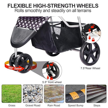 Dog Stroller for Small Dogs 3 Wheels,