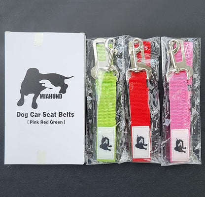 3PCS Dog Seat Belt for Car,Dog Car Harness Adjustable Dog Seat Belt for Vehicle Nylon Pet Safety Seat Belts Durable and Comfortable Dog Seat Belt for Safe Dogs Seatbelt in Car (Pink+Green+Orange)