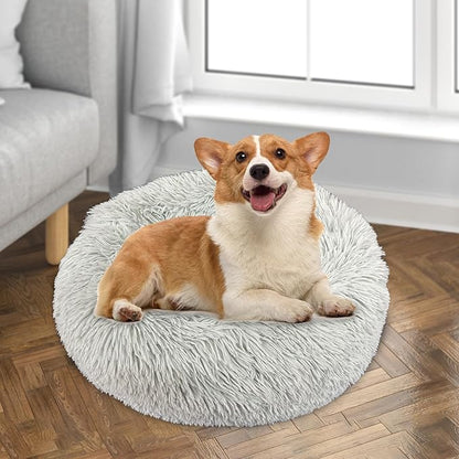 Deluxe Calming Dog Bed for Small Medium Dogs & Cats M(28" x 28" x 10"))