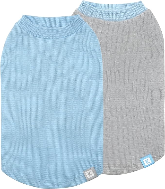 KYEESE 2Pack Dog Shirts Waffle for Small Dogs Stretchy Dog T-Shirts Lightweight Dog Tank Top Sleeveless Dog Vest Breathable