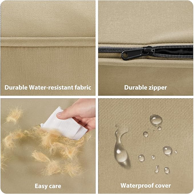 BFPETHOME Outdoor Dog Beds for Large Dogs (30 x 20in, Beige)