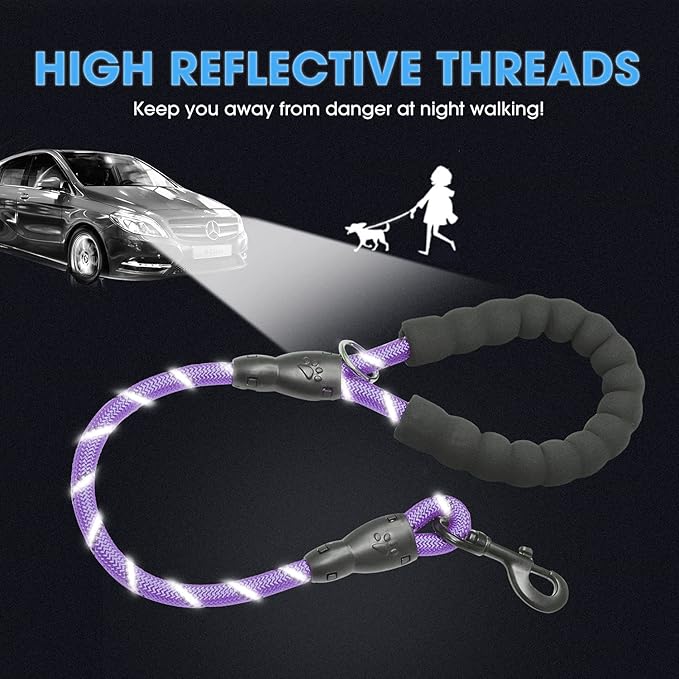 BAAPET 2/4/5/6 FT Dog Leash with Comfortable Padded Handle and Highly Reflective Threads for Small Medium and Large Dogs (2FT-1/2''