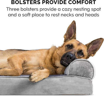 Furhaven Memory Foam Dog Bed for Large/Medium Dogs w/ Removable Bolsters & Washable Cover 55 lbs