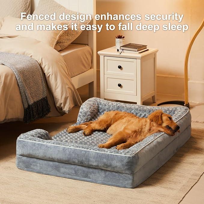 WNPETHOME Dog Beds for Medium Dogs, Washable Dog Bed, Bolster Dog Sofa Bed with Waterproof Lining & Non-Skid Bottom, Orthopedic Egg Foam Dog Couch for Pet Sleeping, Pet Bed for MediumDogs