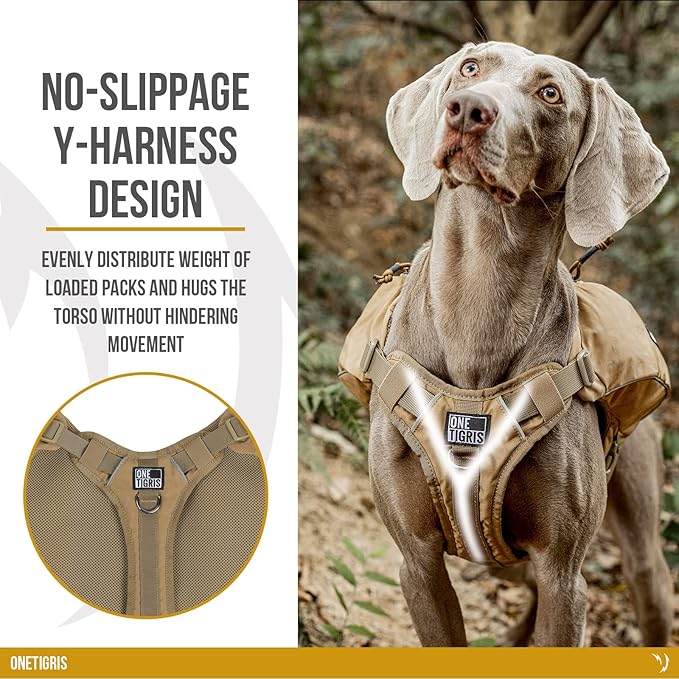 OneTigris Y-Shaped Dog Backpack No Pull CAMLUS Dog Saddle Bag with D-Rings, Lightweight Dog Pack Hiking Gear for Dogs Hunting Camping Travel