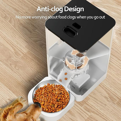 VOLUAS Automatic Cat Feeders - Pet Food Dispenser for Dry Food, Timed Cat Feeder with Desiccant Bag, Programmable Portion Size Control 4 Meals Per Day, 10s Voice Recorder