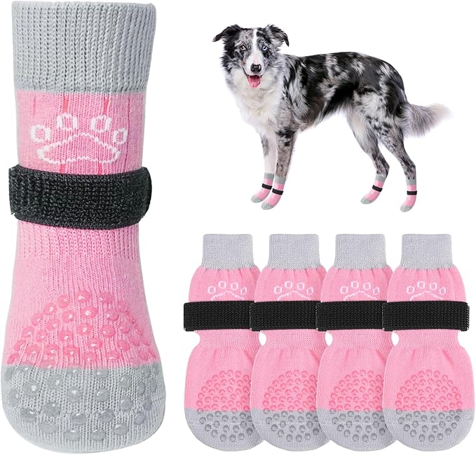 SCENEREAL Dog Socks to Prevent Licking Paws for Hardwood Floors Anti Slip