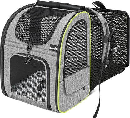 Pecute Pet Carrier Backpack with Shade Cover, Large Cat Carrier Backpack, Expandable Cat Backpack with Breathable Mesh for Medium Large Cats, Small Dogs, Dog Backpack Carrier for Travel Hiking