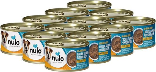 Nulo Grain-Free Small Breed Wet Canned Puppy & Dog Food, Chicken, Salmon, and Pumpkin, 2.8 Ounce, 12 Cans