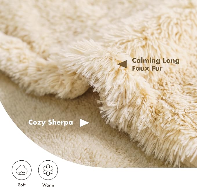 gogobunny Waterproof Plush Long Faux Fur Pet Throw Blanket Ultra Soft Fluffy Bed Couch Cover Washable (25x35 Inch 1), Beige)
