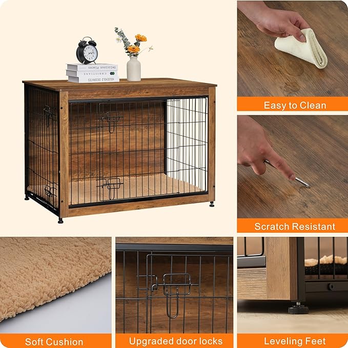 DWANTON Dog Crate Furniture with Cushion 38.5" L,