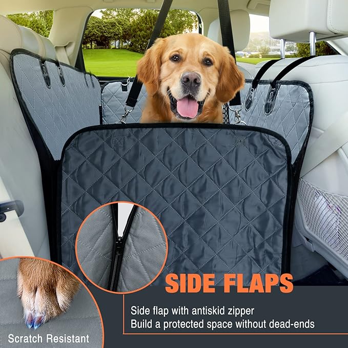 IVY&LANE Dog Car Seat Cover for Dogs 100% Waterproof 600D Scratchproof Sedans(Grey,54"×58")