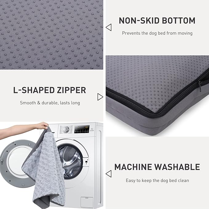 Dog Crate Bed Waterproof Dog Beds for Medium Dogs Rose Velvet Soft Fluffy Washable Dog Bed with Removable Cover & Anti-Slip Bottom 29 x 18 Inch,