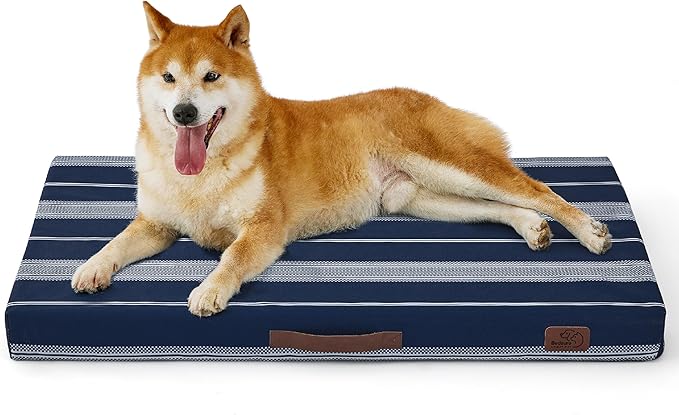 Bedsure Large Patterned Dog Bed for Large Dogs Cover(35"x22", Navy