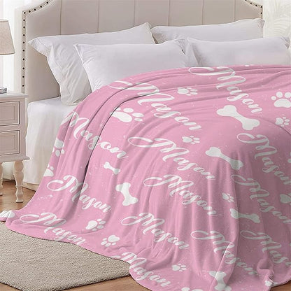 Personalized Dog Blankets Dog Paw Print Blanket Puppy Blanket 50"x40" for