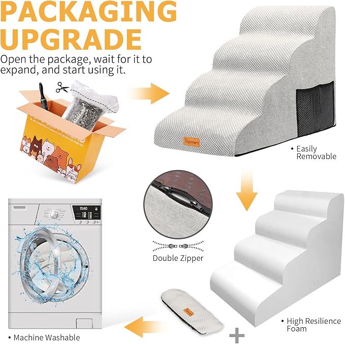 Topmart High Density Foam Dog Steps 4 Tiers