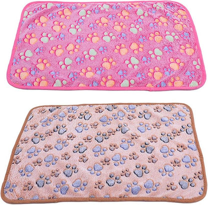 Pet Blanket for Cat & Dog Sleep Mat Bed Cover Soft Warm Blanket for Hamster Puppy and Other Animals (Small, Brown+ Pink)