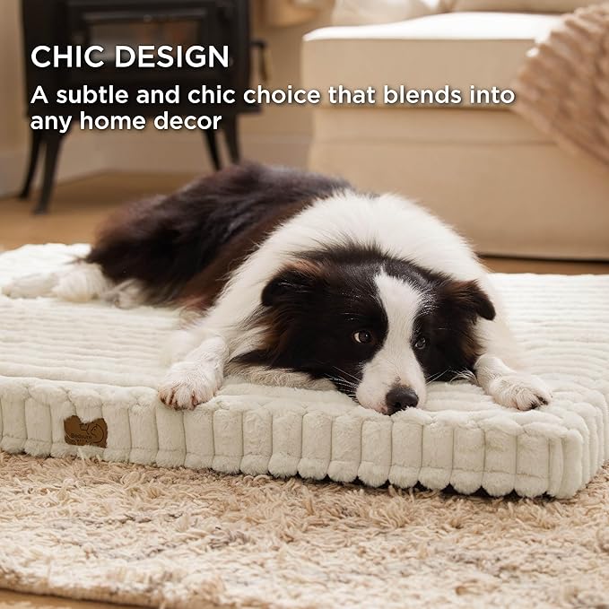 Bedsure Orthopedic Dog Bed for Large Dogs (36x27, Cream)