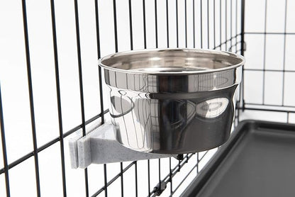 Lixit Quick Lock Removable Dog Kennel Bowls for Wire and Soft Sided Crates (20oz Wire Cage, Stainless Pack of 2)