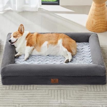 WNPETHOME Washable Dog Bed Medium Size Dog, Medium Waterproof Dog Couch with Removable Washable Cover & Anti-Slip Bottom, Dog Crate Bed with Sides(Dark Gery)