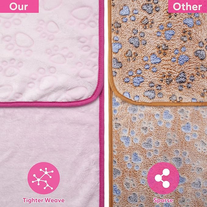 Stuffed 3pcs Premium Soft Dog Blankets for Medium Dogs, Cat Blanket Calming Washable for Bed Couch Crate Protection Cover, Dog Puppy Kitten Essentials Christmas Dog Gifts, 32 * 40 inches, Pink