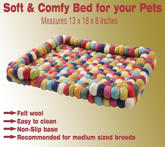Felt Ball Dog Bed Fabric Pet Beds Luxury Cat Dog Bed Wool Bed for Cats Kittens