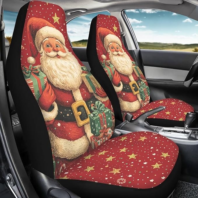 Christmas Santa Claus Seat Covers for Cars Front Seat