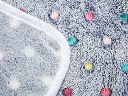 1 Pack 3 Blankets Super Soft Cute Dot Pattern Pet Blanket Flannel Throw for Dog Puppy Cat Blue/Purple/Grey Medium