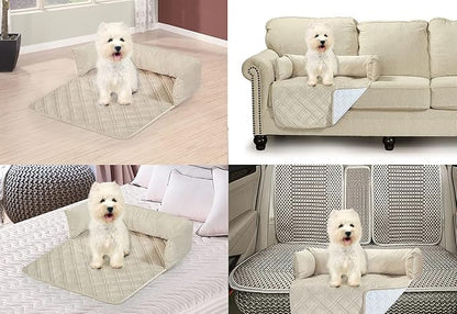 Brilliant Sunshine Premium Beige Silky Velvet Pet Sofa Bed