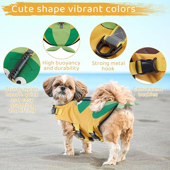 Gyuzh Dog Life Jacket for Swimming,Dog Life Vest for Swimming Boating,Dog Flotation Vest Hign Buoyancy,Shark Dog Swim Safety Vest,Dog Life Jacket with Rescue Handle for Small Medium Large Dogs