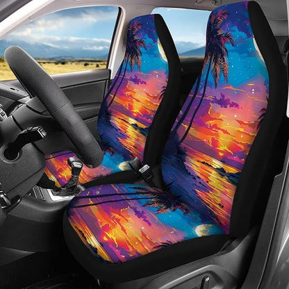 Sunset Palm Car Seat Covers Full Set 4pcs