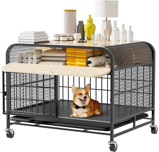 Small Dog Crate Furniture with Wheel 2024 Small 20Lbs
