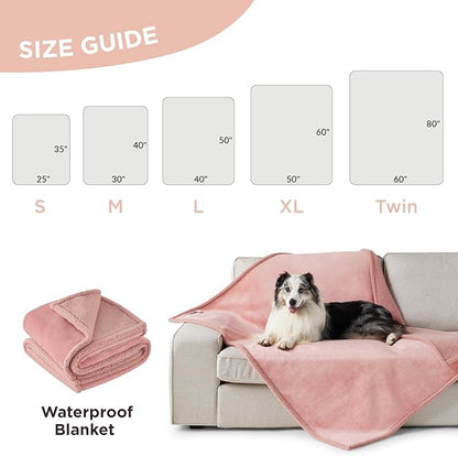 Lesure Waterproof Dog Blanket for Mediun Dogs 360GSM Wheat 200GSM Flannel 30x40