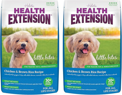 Health Extension Little Bites Chicken & Brown Rice Dry Dog Food (1 lb / 0.45 kg) - Natural with Probiotics and Superfoods for Teacup, Toy & Small Breeds (Pack of 2)