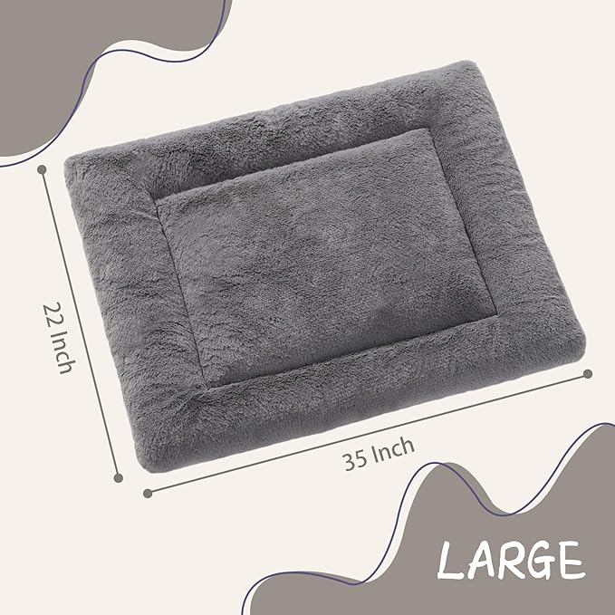 Cat Bed for Indoor Cats Washable Dog Crate Pad Dog Bed Mat for Small Dogs Pet Kennel Pad for Crate with Non-Slip Bottom Grey35x22 Inch