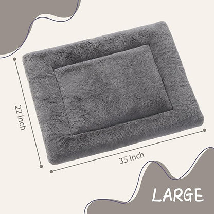 Cat Bed for Indoor Cats Washable Dog Crate Pad Dog Bed Mat for Small Dogs Pet Kennel Pad for Crate with Non-Slip Bottom Grey35x22 Inch