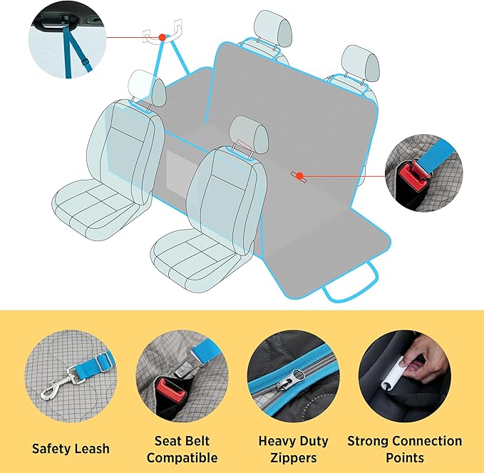 Lesure Dog Car Seat Cover for Back Seat with Hard Bottom