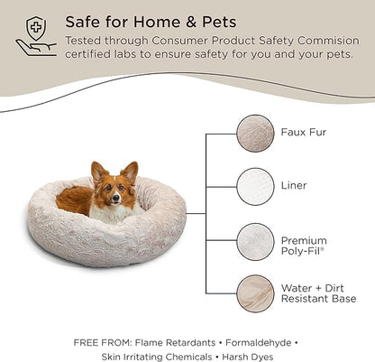 Best Friends by Sheri The Original Calming Donut Cat and Dog Bed in Lux Fur Oyster 30"