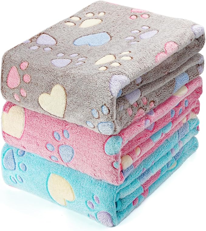 PJYuCien Blankets 1 Pack 3 - Fluffy Premium Fleece Flannel Throw Dog Blanket, Soft Warm Cute Print Cat Blanket, 41"x30" Pet Blankets for Small Medium Large Dog Cat Puppy