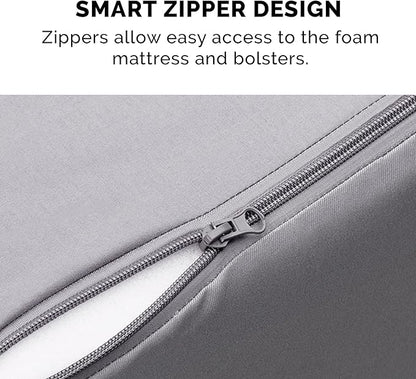 Furhaven Cooling Gel Dog Bed for Medium/Small Dogs w/ Removable Bolsters & Washable Cover 35 lbs