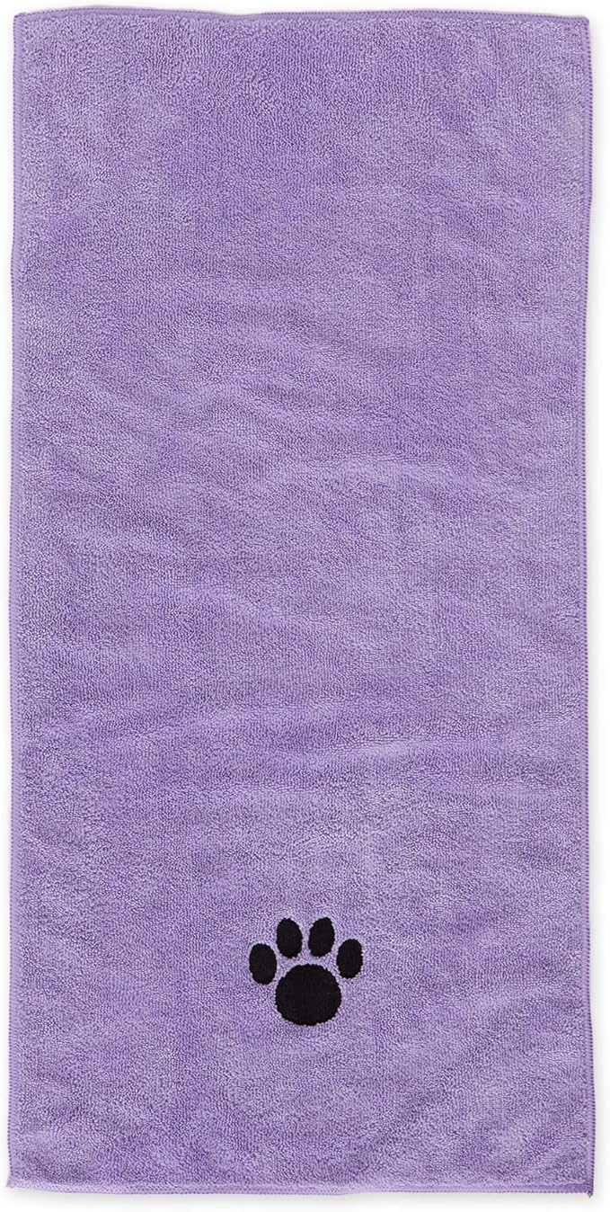 Bone Dry Pet Grooming Towel Collection Embroidered Absorbent Microfiber Drying Set 15x30, Lavender, 3 Count