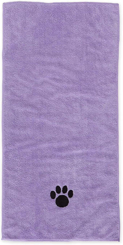 Bone Dry Pet Grooming Towel Collection Embroidered Absorbent Microfiber Drying Set 15x30, Lavender, 3 Count