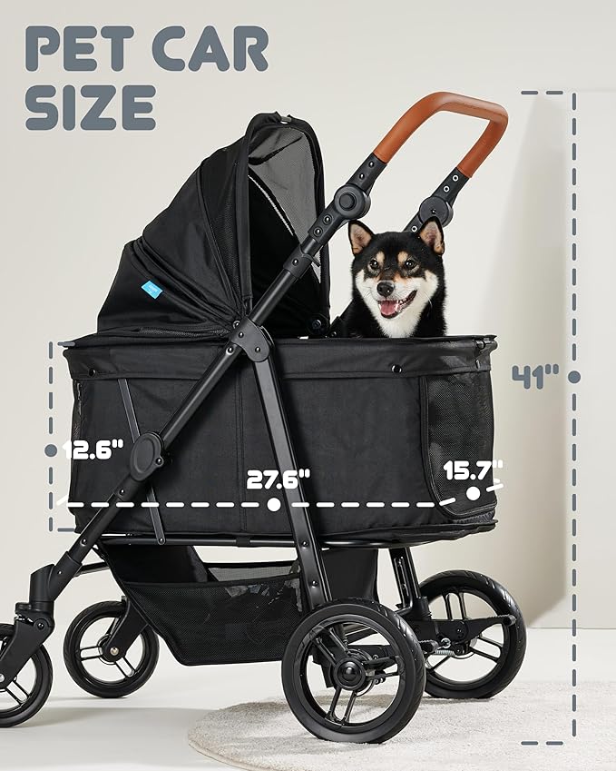 Medium Pet Stroller for Dogs Up to 66lbs 180 ̊ 4 Wheels